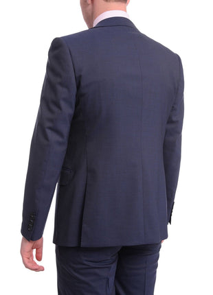 Napoli Sale Suits Men's Napoli Slim Fit Solid Blue Two Button Half Canvassed Italian Wool Suit