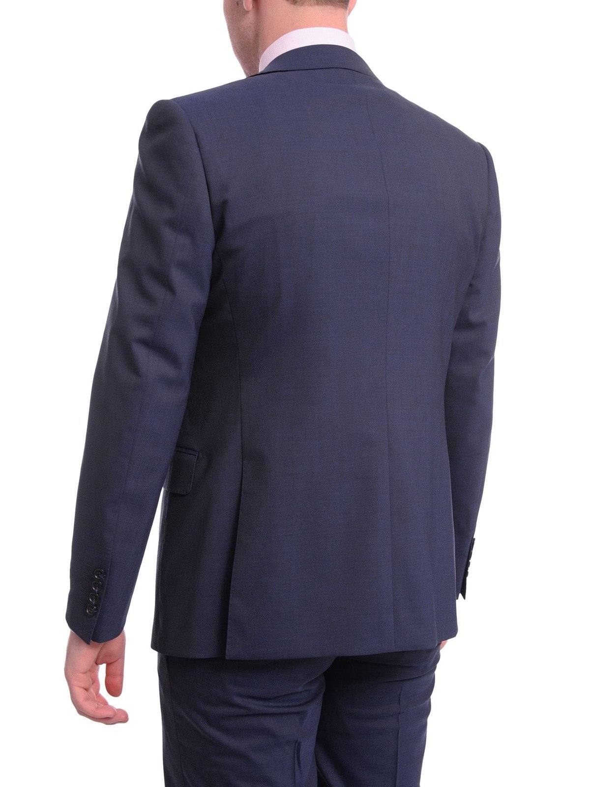Napoli Sale Suits Men&#39;s Napoli Slim Fit Solid Blue Two Button Half Canvassed Italian Wool Suit
