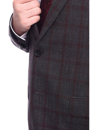 Thumbnail for Napoli Sale Suits Napoli Classic Fit Gray & Red Glen Plaid Half Canvassed Super 150s Wool Suit