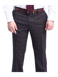 Thumbnail for Napoli Sale Suits Napoli Classic Fit Gray & Red Glen Plaid Half Canvassed Super 150s Wool Suit