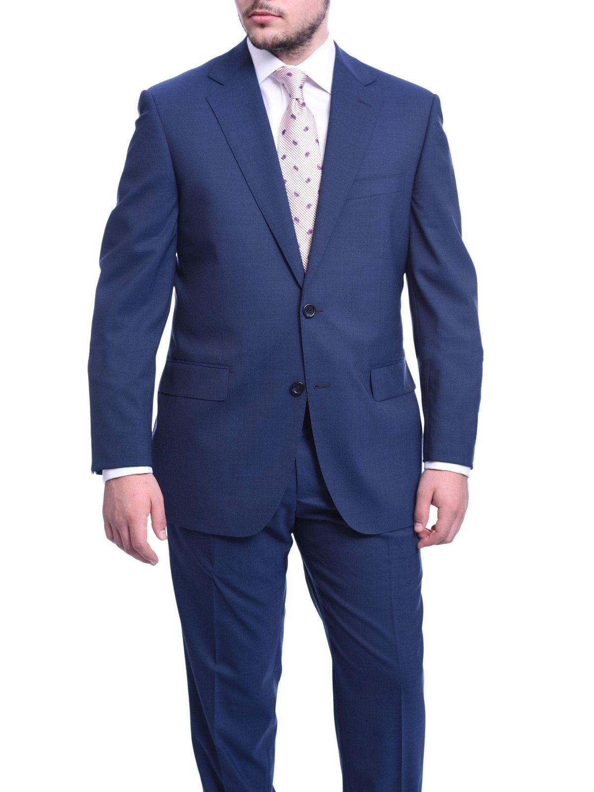 Napoli Sale Suits Napoli Classic Fit Solid Blue Two Button Half Canvassed Wool Suit