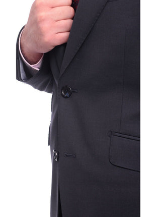 Napoli Sale Suits Napoli Slim Fit Solid Navy Blue Two Button Half Canvassed Wool Suit