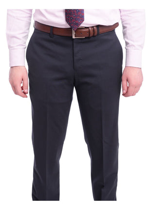 Napoli Sale Suits Napoli Slim Fit Solid Navy Blue Two Button Half Canvassed Wool Suit