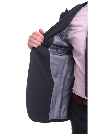Napoli Sale Suits Napoli Slim Fit Solid Navy Blue Two Button Half Canvassed Wool Suit