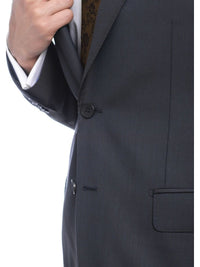 Thumbnail for Napoli SUITS Men's Napoli Slim Fit Navy Blue Textured Two Button Half Canvassed Wool Suit