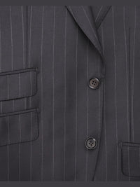 Thumbnail for Napoli SUITS Napoli Mens Black Pinstripe 100% Loro Piana Italian Wool Slim Fit Suit