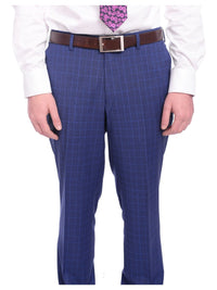 Thumbnail for Napoli TWO PIECE SUITS Men's Napoli Slim Fit Blue Glen Plaid 2 Button Super 150s 100% Italian Wool Suit