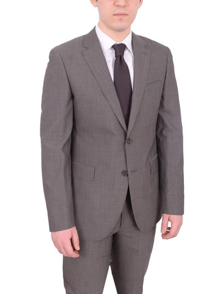 Napoli TWO PIECE SUITS Mens Napoli Slim Fit Gray Pinstriped Half Canvassed Marzotto Wool Suit