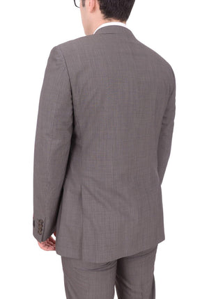 Napoli TWO PIECE SUITS Mens Napoli Slim Fit Gray Pinstriped Half Canvassed Marzotto Wool Suit