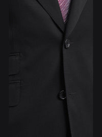 Thumbnail for Napoli TWO PIECE SUITS Mens Napoli Slim Fit Solid Black Two Button Half Canvassed Reda Wool Suit