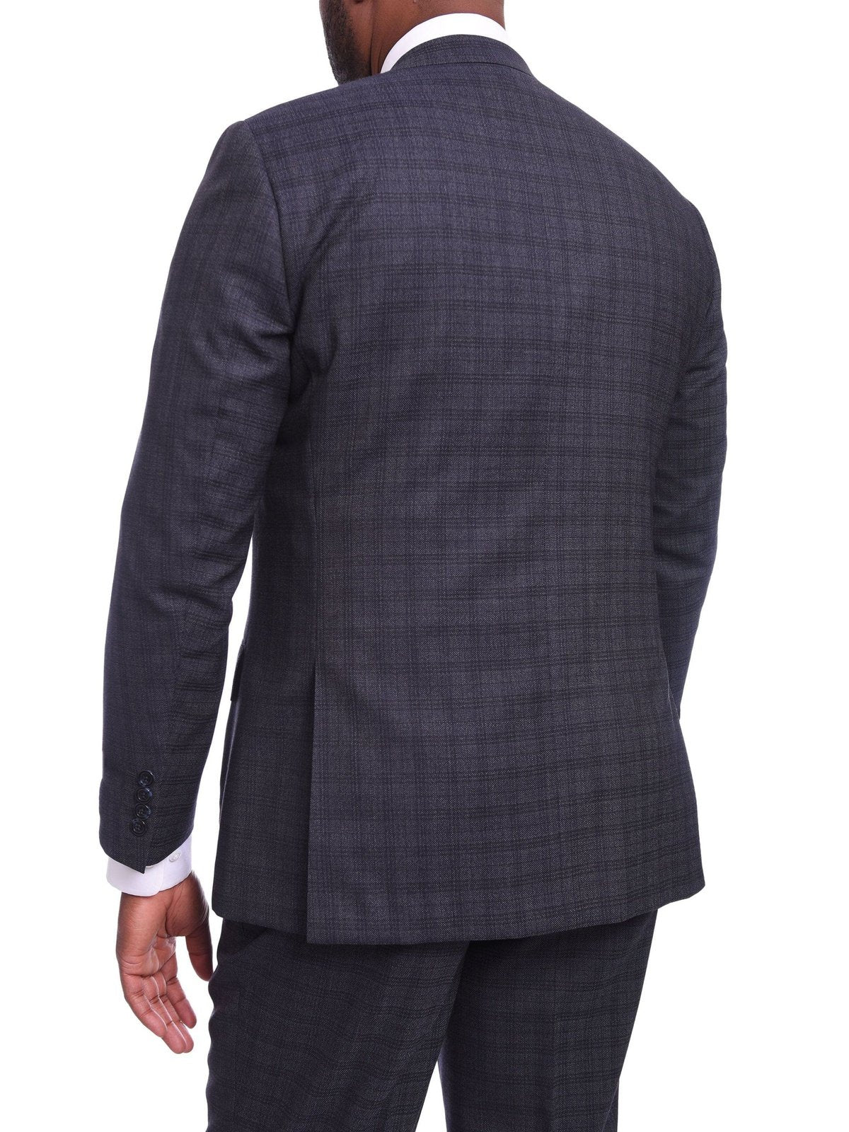 Napoli TWO PIECE SUITS Napoli Classic Fit Blue Plaid Two Button Reda Wool Suit