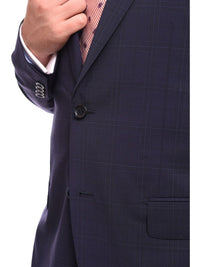 Thumbnail for Napoli TWO PIECE SUITS Napoli Classic Fit Blue Plaid Windowpane Two Button Half Canvassed Wool Suit
