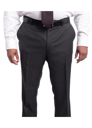 Napoli TWO PIECE SUITS Napoli Classic Fit Charcoal Gray Birdseye Half Canvassed Marzotto Wool Suit