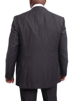 Napoli TWO PIECE SUITS Napoli Classic Fit Charcoal Gray Birdseye Half Canvassed Marzotto Wool Suit