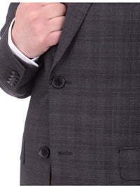 Thumbnail for Napoli TWO PIECE SUITS Napoli Classic Fit Charcoal Gray Plaid Two Button Wool Suit