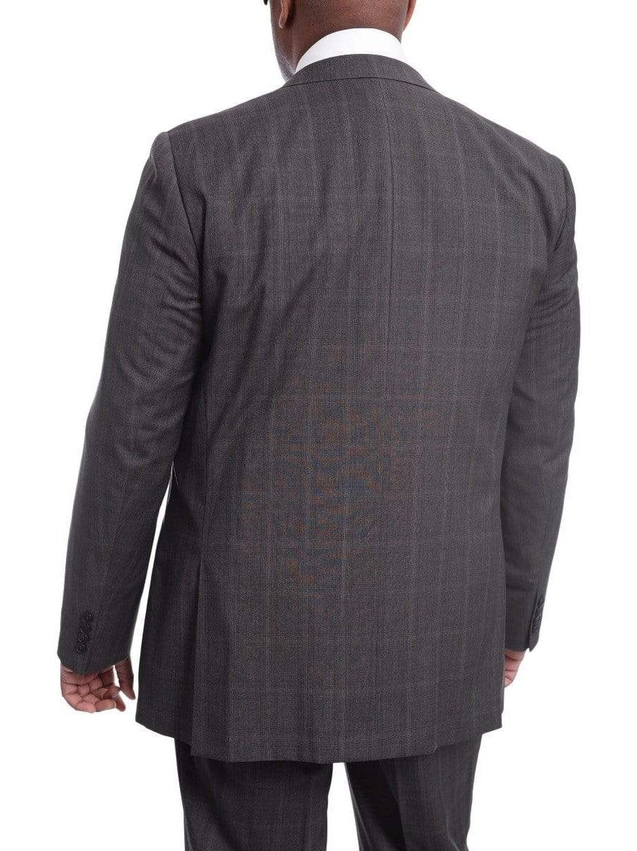 Napoli TWO PIECE SUITS Napoli Classic Fit Gray Plaid Two Button Half Canvassed Wool Suit