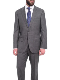Thumbnail for Napoli TWO PIECE SUITS Napoli Classic Fit Gray With Blue & Purple Glen Plaid Half Canvassed Wool Suit