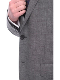 Thumbnail for Napoli TWO PIECE SUITS Napoli Classic Fit Gray With Blue & Purple Glen Plaid Half Canvassed Wool Suit