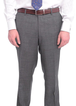 Napoli TWO PIECE SUITS Napoli Classic Fit Gray With Blue & Purple Glen Plaid Half Canvassed Wool Suit