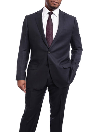 Napoli TWO PIECE SUITS Napoli Classic Fit Navy Birdseye Two Button Half Canvassed Wool Suit