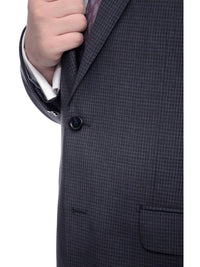 Thumbnail for Napoli TWO PIECE SUITS Napoli Classic Fit Navy Blue Glen Plaid Two Button Half Canvassed Reda Wool Suit
