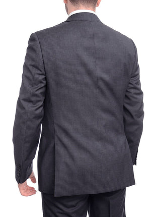 Napoli TWO PIECE SUITS Napoli Classic Fit Navy Blue Glen Plaid Two Button Half Canvassed Reda Wool Suit