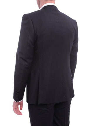 Napoli TWO PIECE SUITS Napoli Classic Fit Solid Navy Blue Two Button Half Canvassed Wool Cashmere Suit