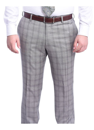 Napoli TWO PIECE SUITS Napoli Classic Fit Taupe Plaid Half Canvassed Tallia Delfino Wool Suit