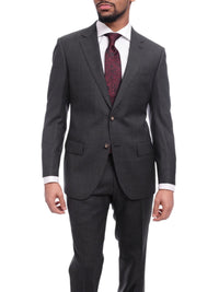 Thumbnail for Napoli TWO PIECE SUITS Napoli Classic Fit Textured Charcoal Gray Two Button Half Canvassed Wool Suit