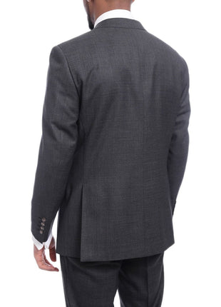 Napoli TWO PIECE SUITS Napoli Classic Fit Textured Charcoal Gray Two Button Half Canvassed Wool Suit