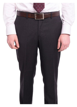 Napoli TWO PIECE SUITS Napoli Modern Fit Solid Charcoal Gray Half Canvassed Wool Cashmere Blend Suit