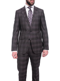 Thumbnail for Napoli TWO PIECE SUITS Napoli Slim Fit Black Subtle Maroon White Speckle Plaid Half Canvassed Wool Suit