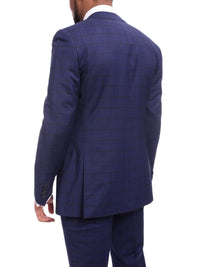 Thumbnail for Napoli TWO PIECE SUITS Napoli Slim Fit Blue Plaid Windowpane Two Button Half Canvassed 100% Wool Suit