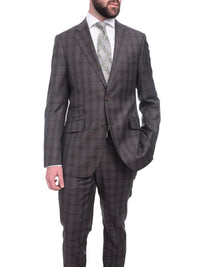 Thumbnail for Napoli TWO PIECE SUITS Napoli Slim Fit Brown Glen Plaid Half Canvassed Reda Wool Suit Slanted Pockets