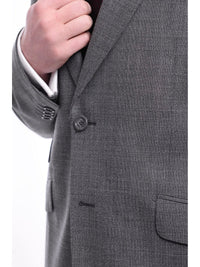 Thumbnail for Napoli TWO PIECE SUITS Napoli Slim Fit Gray Stepweave Half Canvassed Wool Suit With Peak Lapels