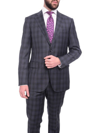 Thumbnail for Napoli TWO PIECE SUITS Napoli Slim Fit Navy Blue Glen Plaid Two Button Half Canvassed Reda Wool Suit