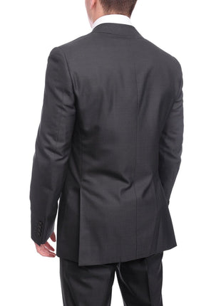 Napoli TWO PIECE SUITS Napoli Slim Fit Navy Blue Herringbone Two Button Zegna Wool & Silk Blend Suit