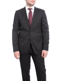 Thumbnail for Napoli TWO PIECE SUITS Napoli Slim Fit Solid Charcoal Gray Two Button Half Canvassed Marzotto Wool Suit