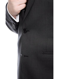 Thumbnail for Napoli TWO PIECE SUITS Napoli Slim Fit Solid Charcoal Gray Two Button Half Canvassed Marzotto Wool Suit