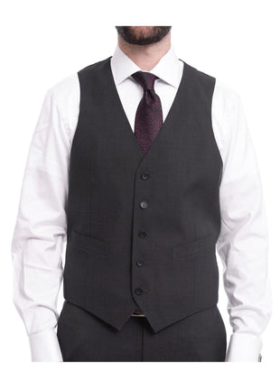 Napoli TWO PIECE SUITS Napoli Slim Fit Solid Charcoal Two Button Half Canvassed Marzotto Wool Suit
