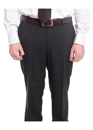 Napoli TWO PIECE SUITS Napoli Slim Fit Solid Charcoal Two Button Half Canvassed Marzotto Wool Suit