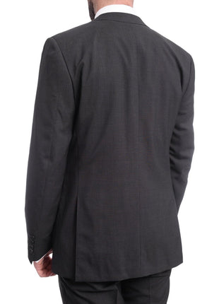 Napoli TWO PIECE SUITS Napoli Slim Fit Solid Charcoal Two Button Half Canvassed Marzotto Wool Suit