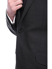 Thumbnail for Napoli TWO PIECE SUITS Napoli Slim Fit Solid Charcoal Two Button Half Canvassed Marzotto Wool Suit