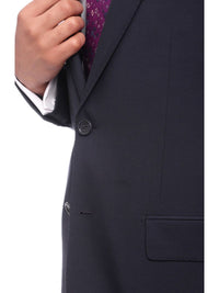 Thumbnail for Napoli TWO PIECE SUITS Napoli Slim Fit Solid Navy Blue Two Button Half Canvassed Marzotto Wool Suit