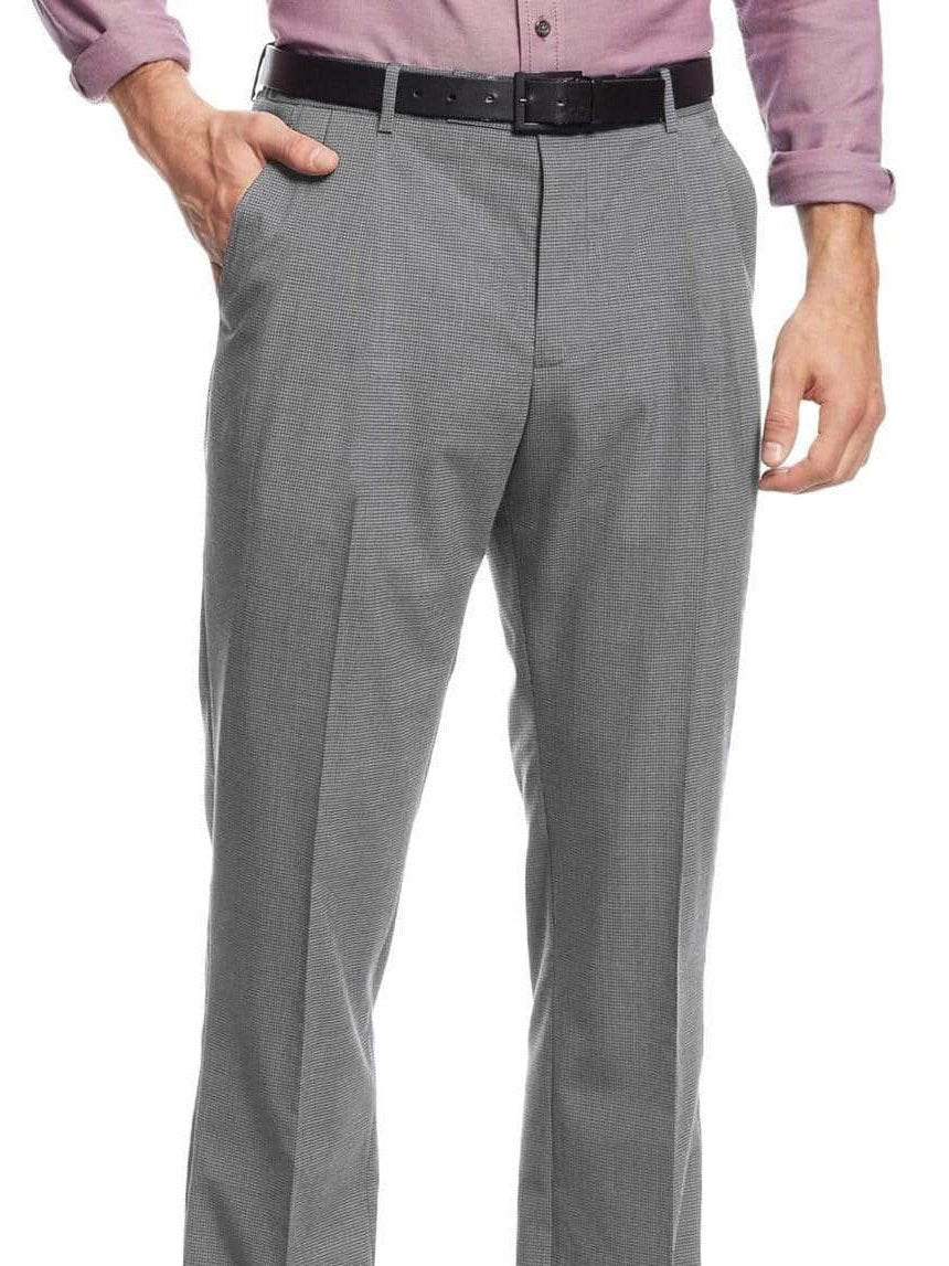 Nautica PANTS 38X32 Nautica Classic Fit Gray Houndstooth Flat Front Washable Dress Pants