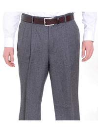 Thumbnail for Nautica Sale Pants 30X30 Nautica Regular Fit Gray Herringbone Pleated Wool Dress Pants