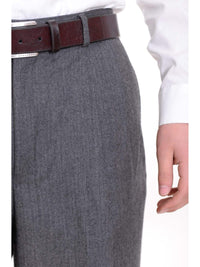 Thumbnail for Nautica Regular Fit Gray Herringbone Pleated Wool Dress Pants - The Suit Depot