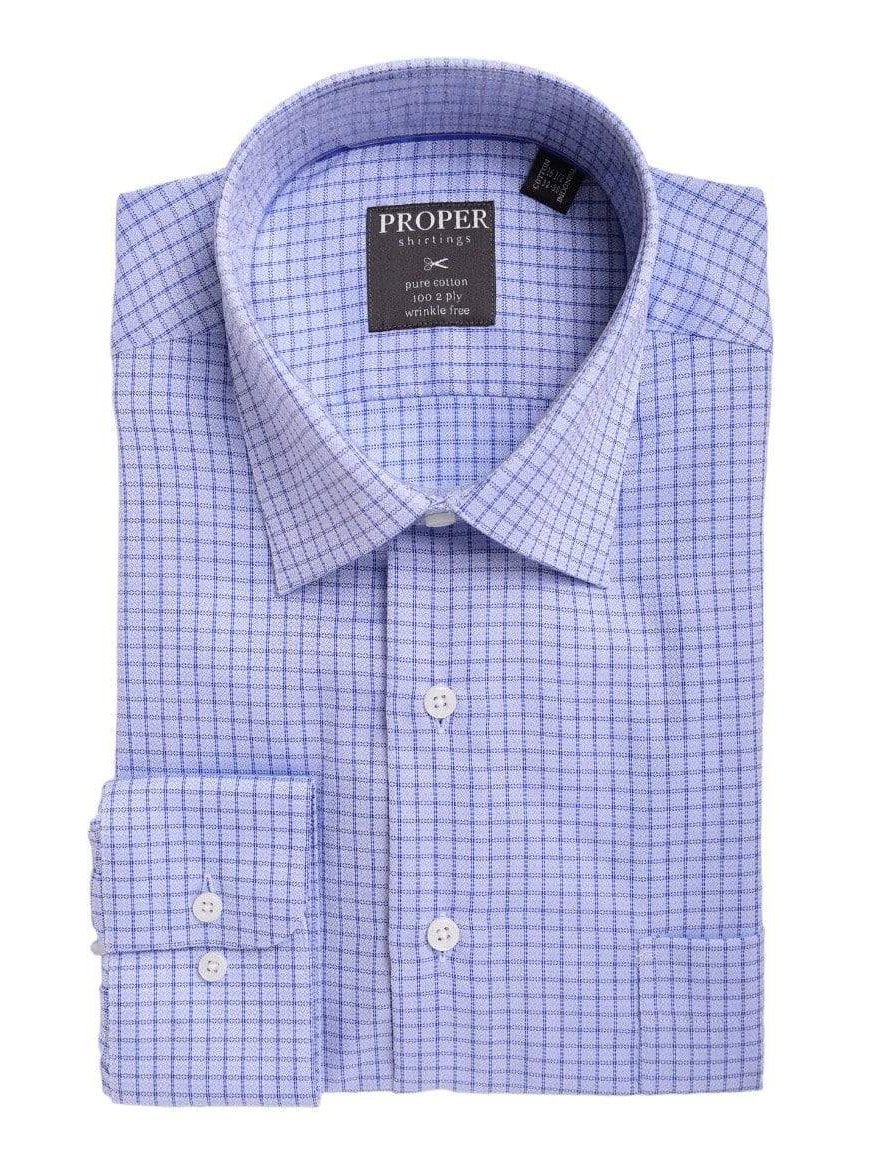 P.S. Shirts Mens Classic Fit Blue Check With Mini Diamonds Spread Collar Cotton Dress Shirt