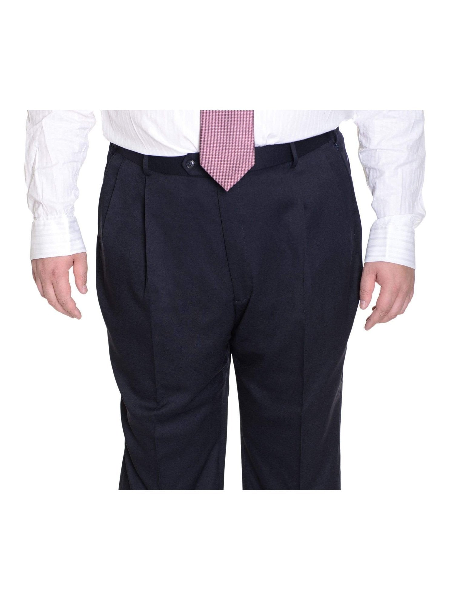 Palm Beach Mens Solid Navy Blue Double Pleated Wool Blend Dress Pants, 40 Palm Beach Mens Solid Navy Blue Double Pleated Wool Blend Dress Pants, 40