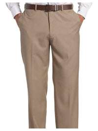 Thumbnail for Perry Ellis Sale Pants Perry Ellis Classic Fit Tan Subtle Herringbone Flat Front Washable Dress Pants